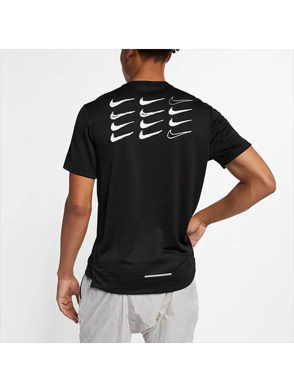 Футболка dri-fit miler printing short sleeve black Nike — изображение 4 из 4, черный