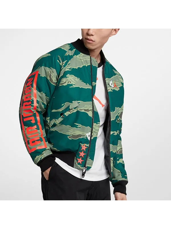 Куртка city of flight printing athleisure casual sports stay warm jacket camouflage green Air Jordan — изображение 4 из 4