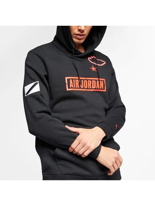 Толстовка Men's Air Jordan Logo Alphabet Printing Black — изображение 3 из 4, черный