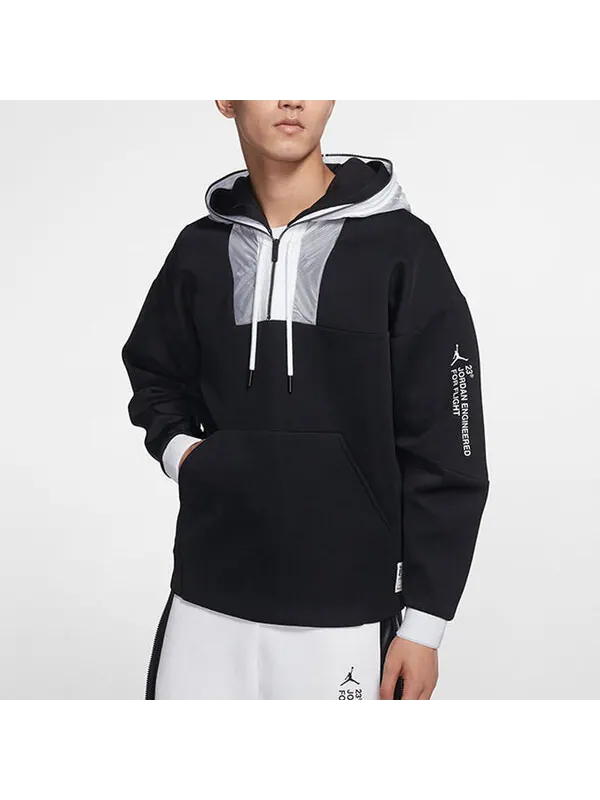 Толстовка Air Jordan Engineered 1/2 Zipper Hoodie 'Black' — изображение 4 из 4, черный