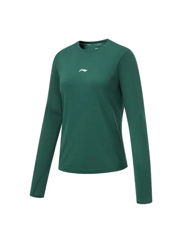 Футболка с логотипом для бега с длинным рукавом Li-Ning — изображение 1 из 2, зеленый