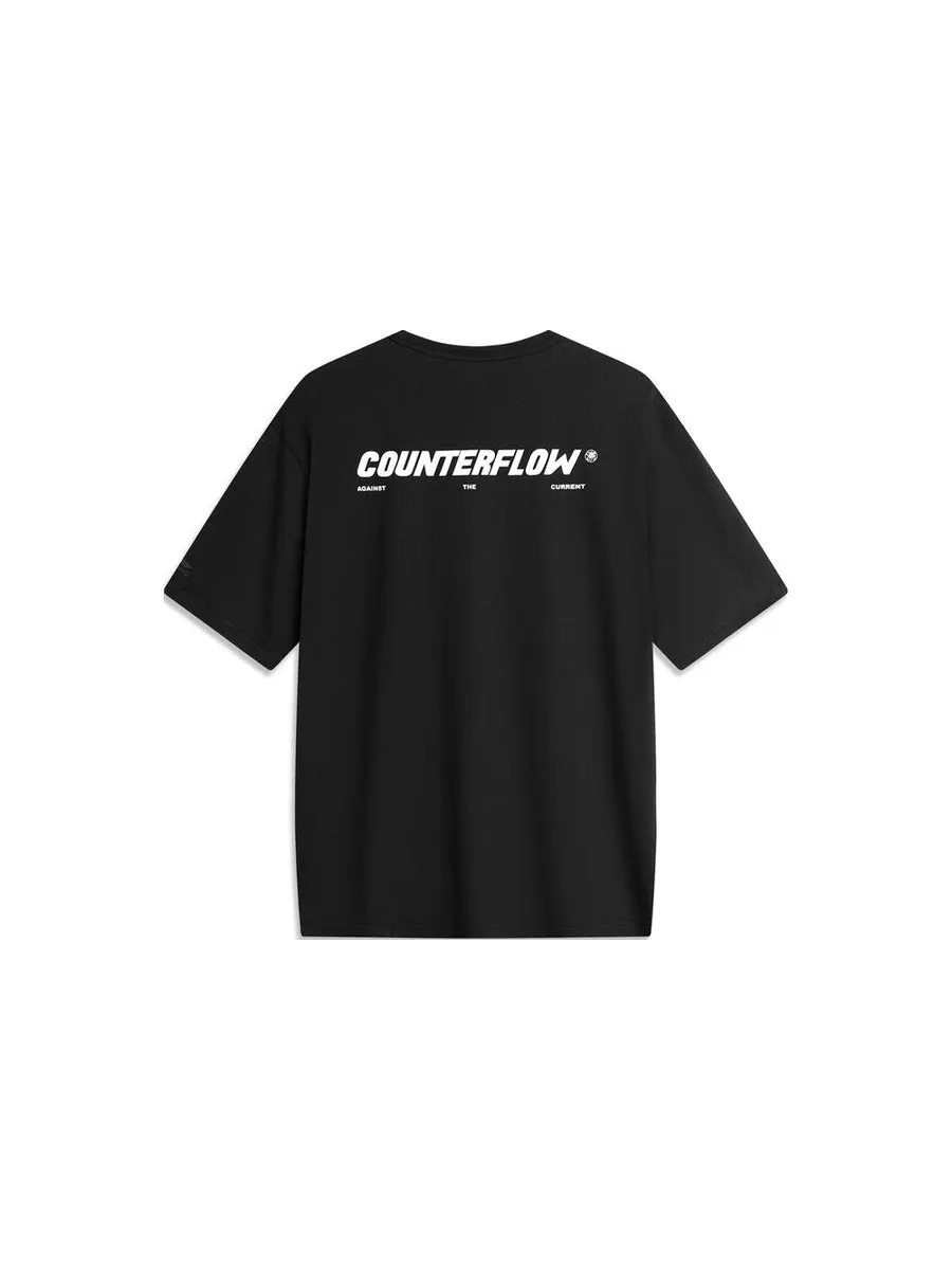 Футболка Li-Ning Counterflow Graphic T-shirt 'Black' — изображение 2 из 2, черный