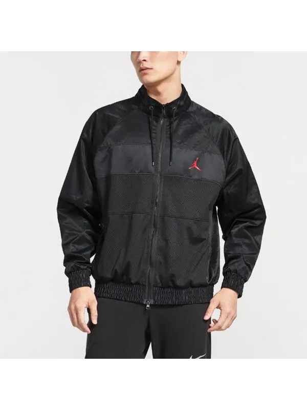 Куртка Air Jordan Stand Collar Logo Casual Woven Sports Jacket Black — изображение 3 из 4, черный