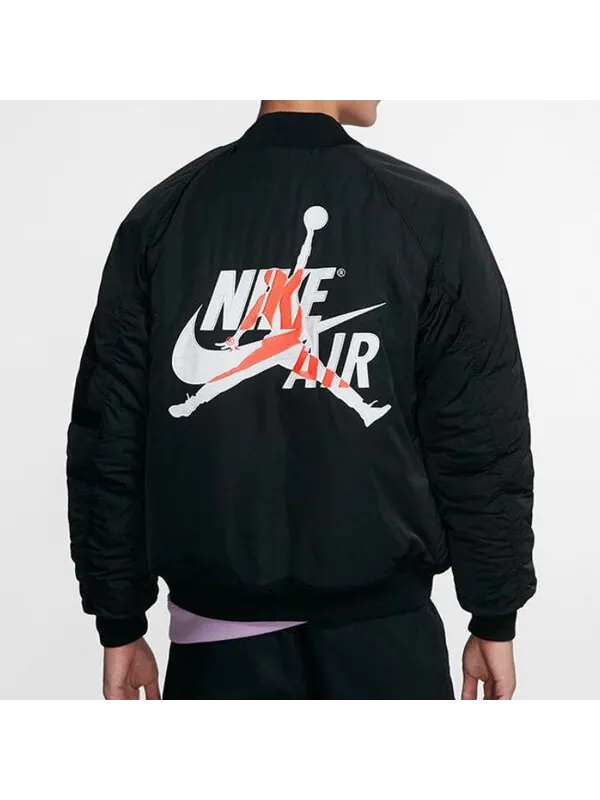 Куртка wings ma-1 logo printing stay warm casual jacket black Air Jordan — изображение 3 из 4, черный