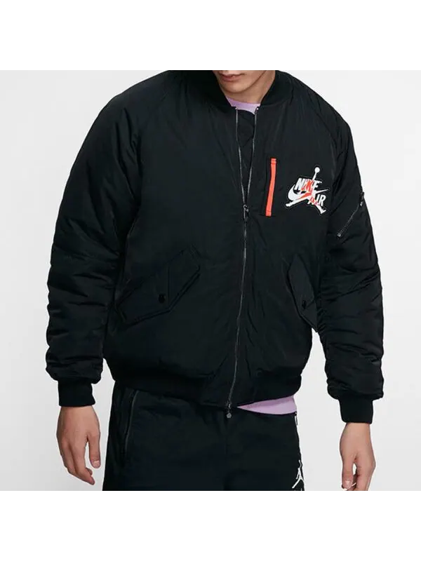 Куртка wings ma-1 logo printing stay warm casual jacket black Air Jordan — изображение 4 из 4, черный