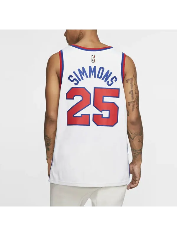 Футболка nba retro limited jersey sw fan edition philadelphia 76ers simmons 2 no. 5 white Nike — изображение 4 из 4, белый