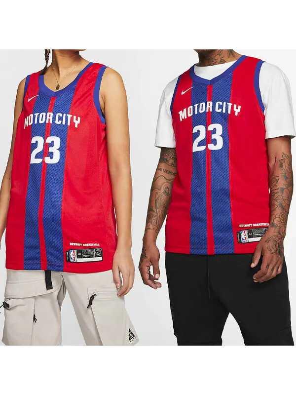 Спортивная футболка nba city version 20-21 season detroit pistons 23 alphabet printing basketball vest red Nike, красный