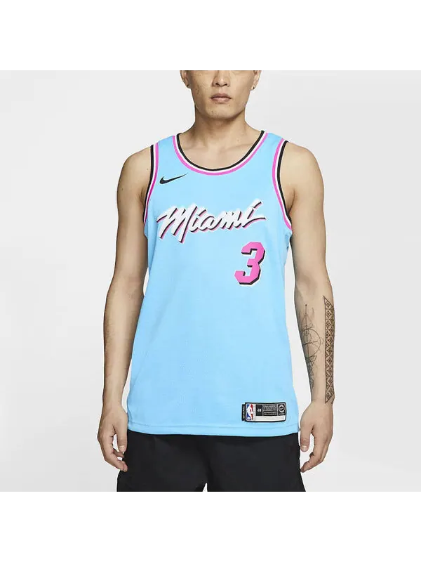 Майка Nike NBA SW 19-20 Miami Heat Dwyane Wade 3 ViceWave City Edition Swingman Jersey Blue — изображение 4 из 4, синий