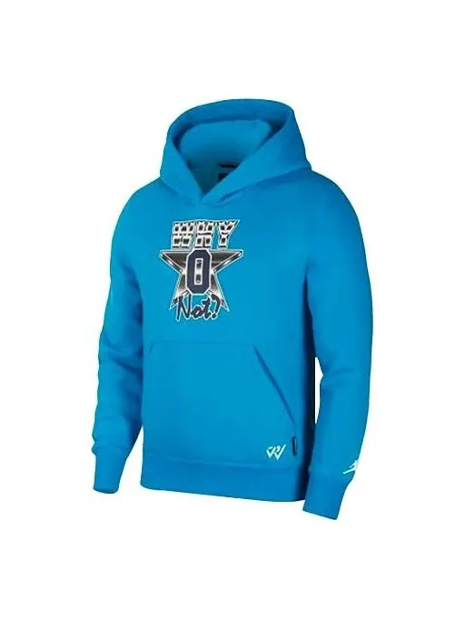 Толстовка Air Jordan x RW Crossover Way Not Sports Cartoon Printing Pattern Blue — изображение 1 из 4, синий