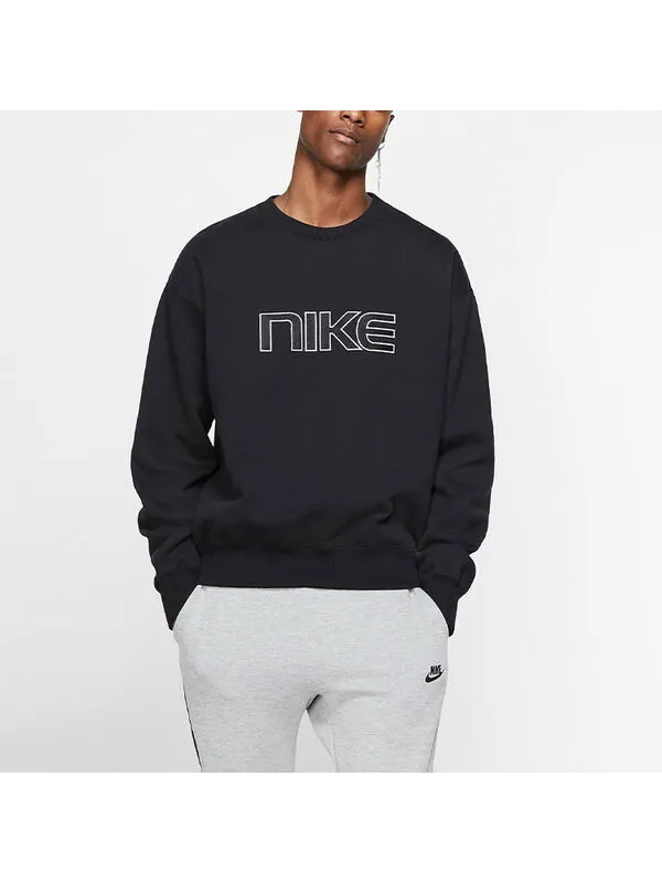 Толстовка Men's Nike Alphabet Logo Round Neck Pullover Loose — изображение 2 из 4, черный