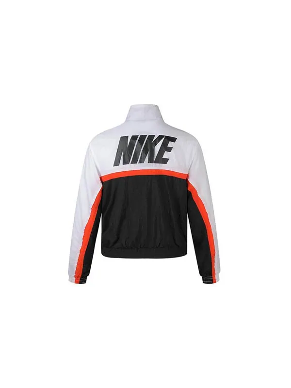 Куртка throwback woven sports basketball jacket black white Nike — изображение 2 из 4, черный/белый