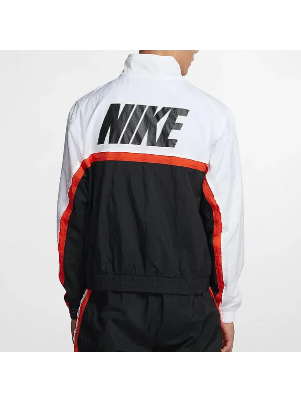 Куртка throwback woven sports basketball jacket black white Nike — изображение 4 из 4, черный/белый
