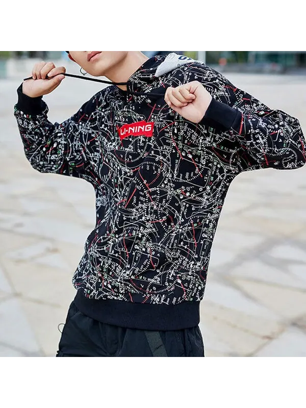 Толстовка с капюшоном флаг повседневный спортивный свитер с капюшоном Li-Ning — изображение 4 из 4, черный