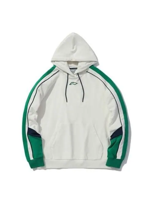Худи Li-Ning Sports Fashion Series Colorblock Hoodie 'White Green' — изображение 1 из 2, белый