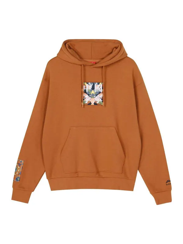 Толстовка с капюшоном с вышитым рисунком на неделе моды в Париже Li-Ning — изображение 1 из 4, коричневый
