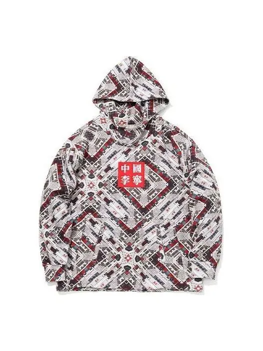 Толстовка свободный пуловер полный принт Li-Ning — изображение 1 из 3, серый/мульти