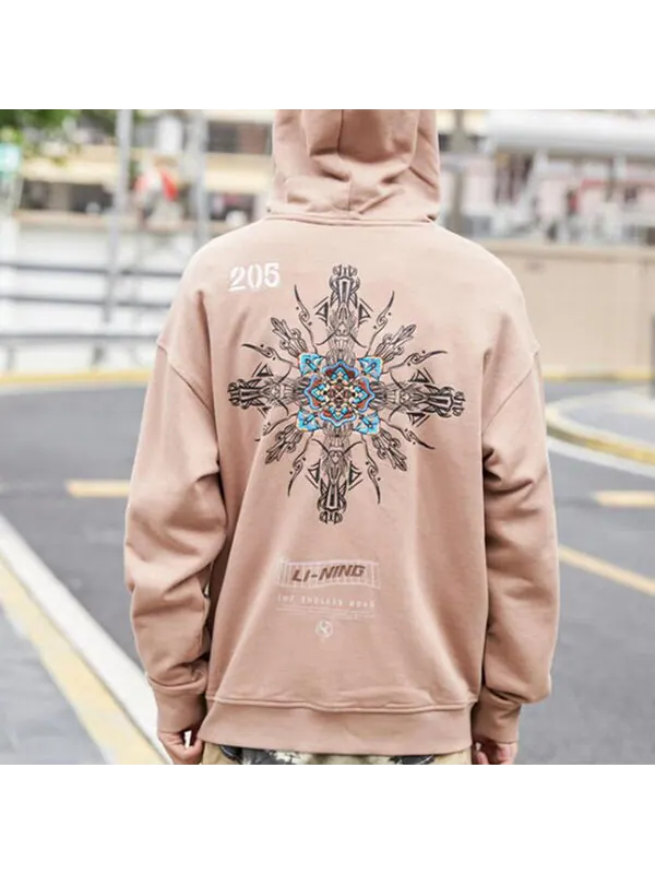 Толстовка x dunhuang museum crossover cf series casual sports sweatover Hoodie Li-Ning — изображение 3 из 4, хаки