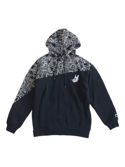 Куртка Li-Ning Sports Basketball Series Casual Sports Printing Hoodie 'Black White' — изображение 1 из 2, черный