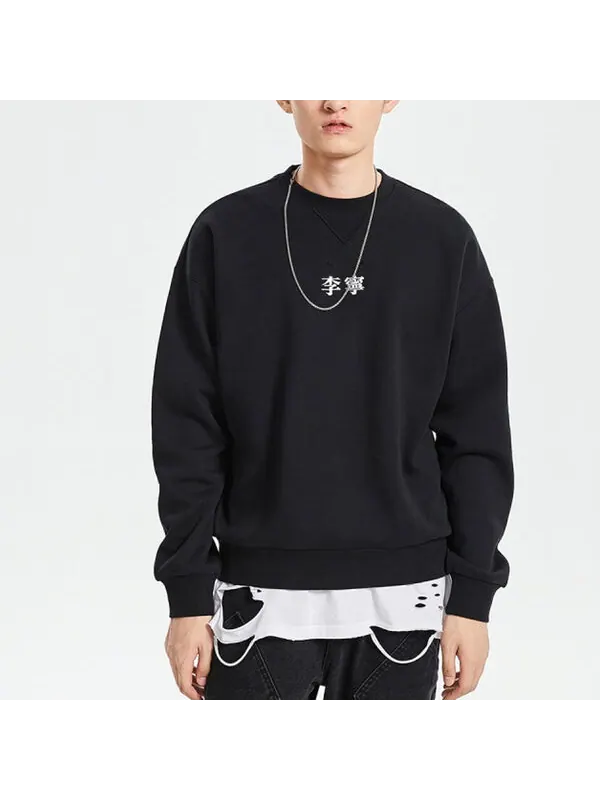 Толстовка с капюшоном унисекс с вышитым логотипом и круглым вырезом Li-Ning — изображение 3 из 4, черный