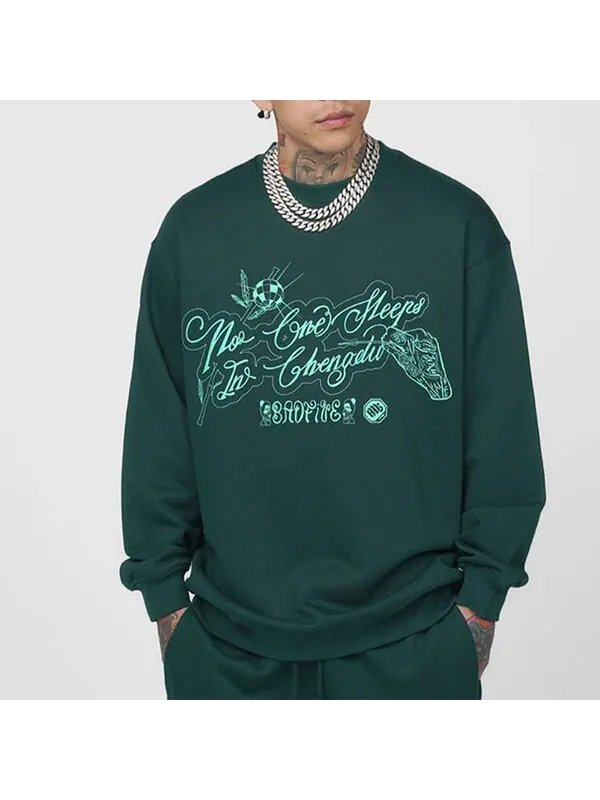 Толстовка badfive sports basketball series печать свободный круглый ворот свитер Li-Ning — изображение 4 из 4, темный зеленый