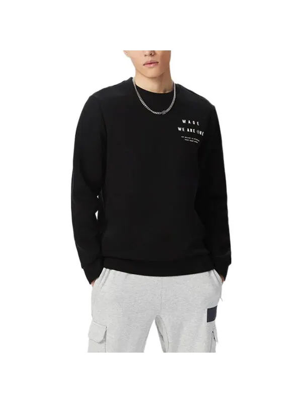 Свитера серии Wade с принтом, однотонный круглый вырез, пуловер Li-Ning — изображение 3 из 4, черный