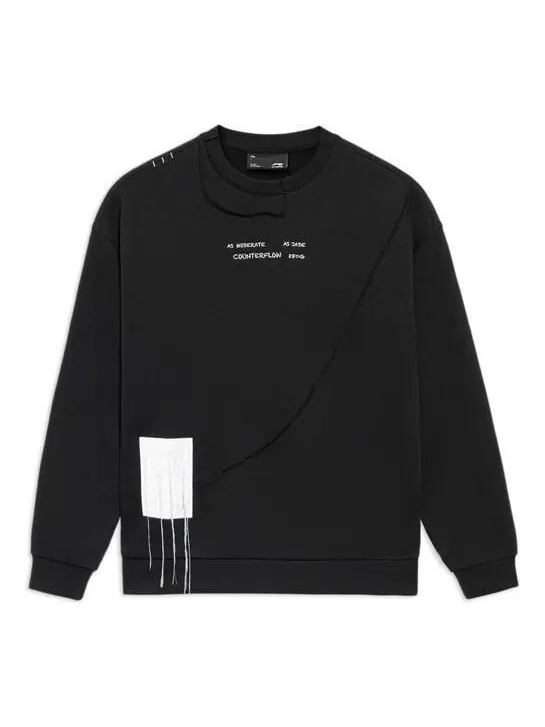 Толстовка cf sports living series алфавит вышитый свободный круглый ворот свитер Li-Ning — изображение 1 из 4, черный