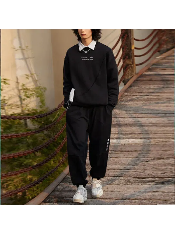 Толстовка cf sports living series алфавит вышитый свободный круглый ворот свитер Li-Ning — изображение 3 из 4, черный