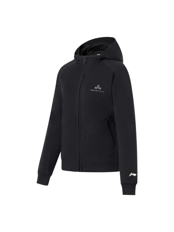 Куртка Essentials Logo Полная молния Тренировочная куртка с капюшоном Li-Ning — изображение 1 из 4, черный