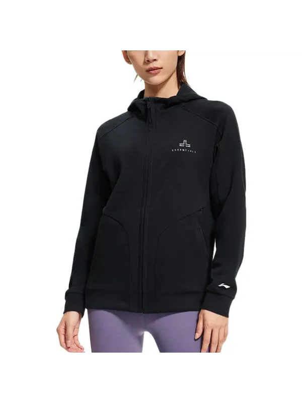 Куртка Essentials Logo Полная молния Тренировочная куртка с капюшоном Li-Ning — изображение 3 из 4, черный