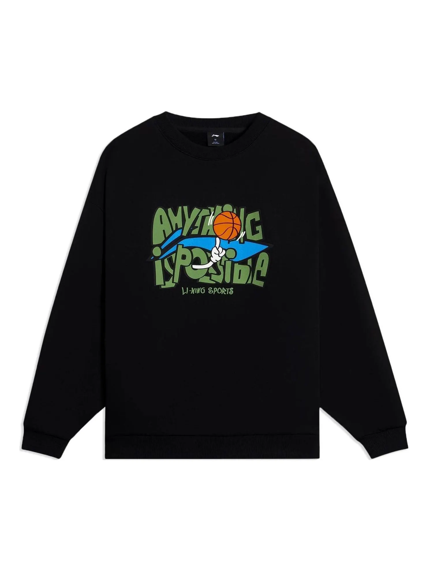 Спортивная толстовка Li-Ning Hoops Comic Graphic Sweatshirt 'Black' AWDSG95-2 — изображение 1 из 2, черный