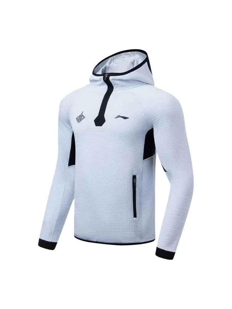 Спортивный топ Li-Ning Basketball Series Hooded Long Sleeve Top 'White Black' AWDT079-2 — изображение 1 из 2, белый черный