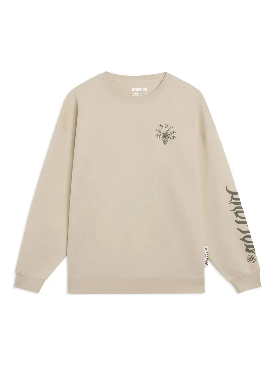 Свитер Li-Ning Casual Crewneck Sweatshirt 'Beige' — изображение 1 из 2, бежевый