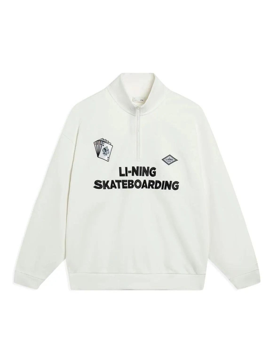 Спортивная толстовка Li-Ning Skateboarding Graphic Half Zip Sweatshirt 'Creamy White' AWDT225-2 — изображение 1 из 2, белый