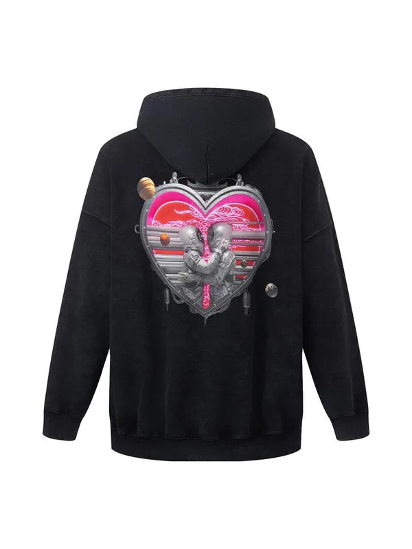 Толстовка valentine's day graphic hoodie 'black' Li-Ning — изображение 1 из 3, черный/мульти