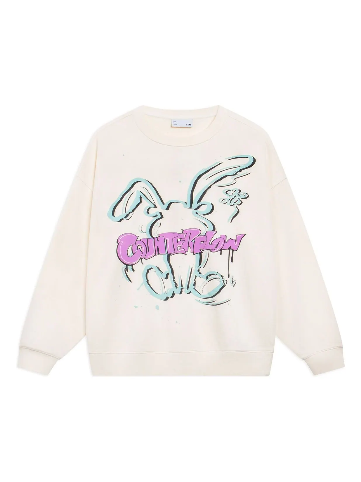 Спортивная толстовка Li-Ning Counterflow Cartoon Rabbit Graphic Sweatshirt 'Beige' AWDT527-1 — изображение 1 из 2, бежевый