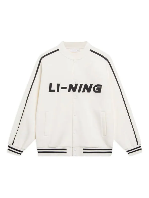 Куртка бейсбольная куртка с полосатым рисунком Li-Ning — изображение 1 из 2, белый/черный