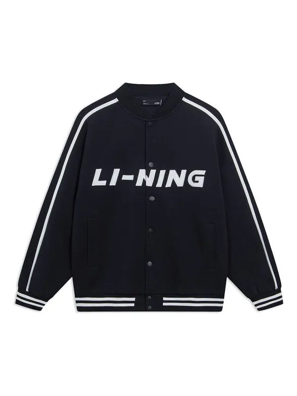 Куртка бейсбольная куртка с полосатым рисунком Li-Ning — изображение 1 из 2, черный/белый