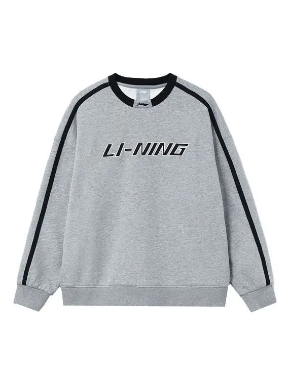 Спортивная толстовка Li-Ning Striped Graphic Sweatshirt 'Grey Black' AWDT581-8 — изображение 1 из 2, серый черный