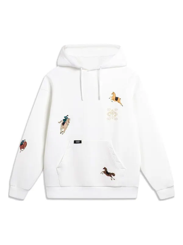 Толстовка с капюшоном с изображением лошади в китайском стиле Li-Ning — изображение 1 из 2, белый/мульти