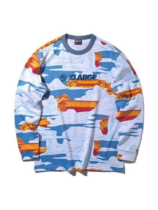 Футболка badfive x xlarge с принтом crossover, длинные рукава Li-Ning — изображение 1 из 2, синий/белый