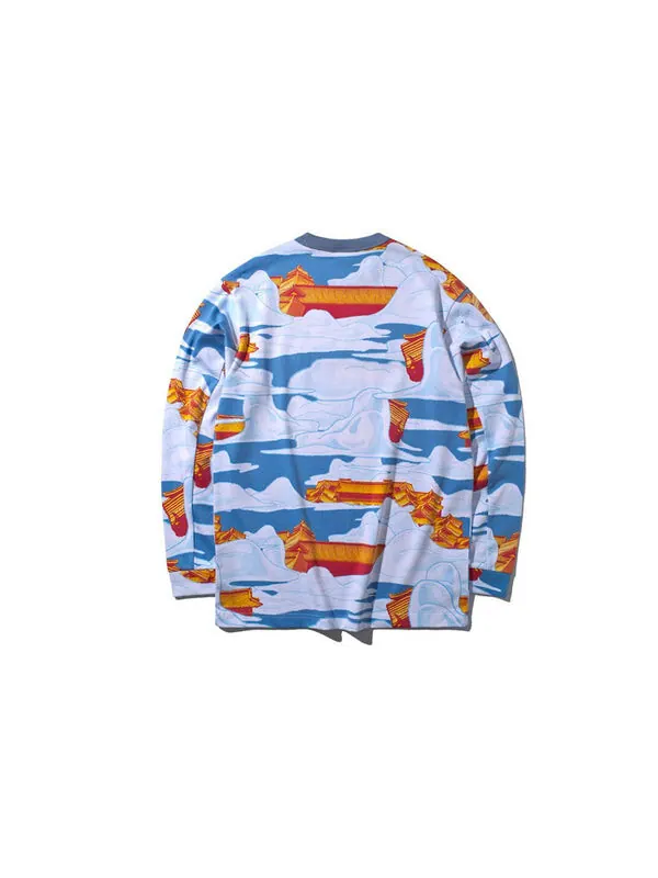 Футболка badfive x xlarge с принтом crossover, длинные рукава Li-Ning — изображение 2 из 2, синий/белый