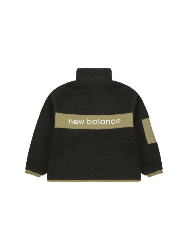 Куртка сращивание ретро воротник стойка трикотаж ягненок New Balance — изображение 2 из 2, черный