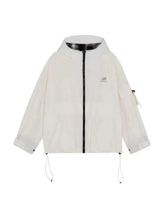 Куртка logo printing woven sports hooded jacket milky white New Balance