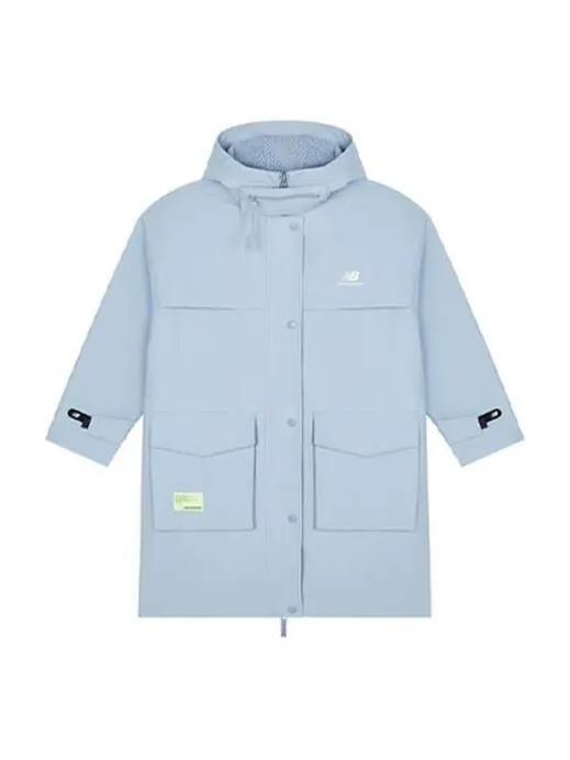 Куртка с большим карманом, однотонная, с капюшоном, New Balance