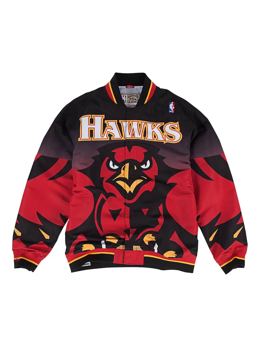 Куртка Mitchell & Ness NBA Authentic Atlanta Hawks 1995-96 Warm Up Jacket 'Black Red' — изображение 1 из 2, черный