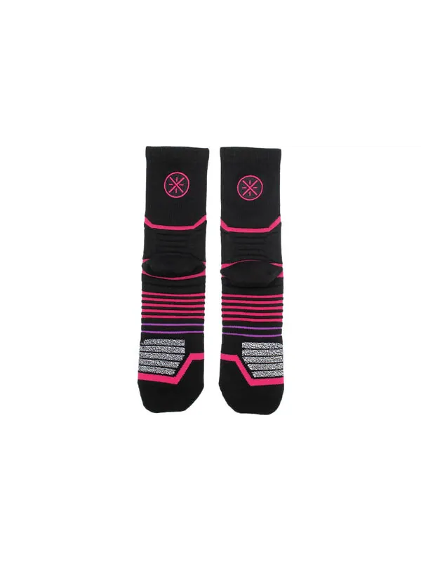 Носки way of wade mid cut basketball socks 'black pink' Li-Ning — изображение 2 из 3, черный/розовый