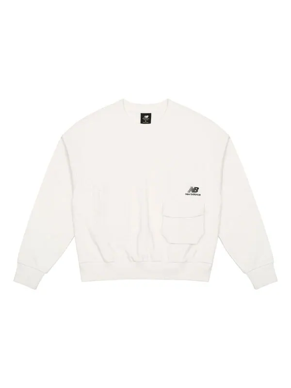 Свитер logo printing casual round neck pullover sports milky white hoodie New Balance