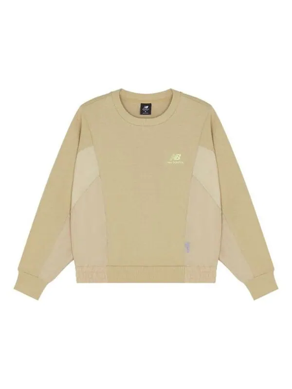 Свитер logo printing splicing sports round neck pullover khaki hoodie New Balance