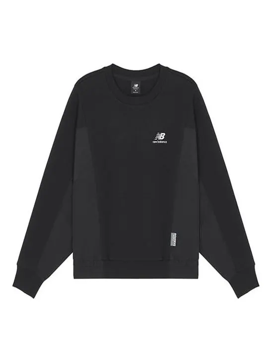 Свитер logo printing splicing sports round neck pullover black hoodie New Balance