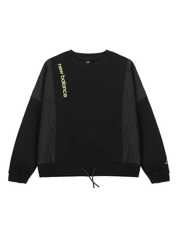 Свитер solid color drawstring round neck pullover hoodie black New Balance